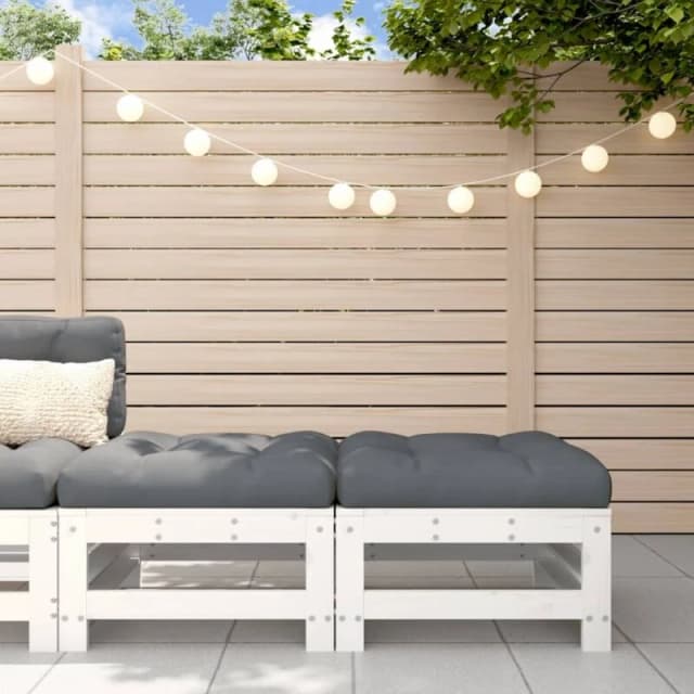 VIDAXL Garden Footstools with Cushions 2pcs White Solid Wood Pine vidaXL 8720845802998