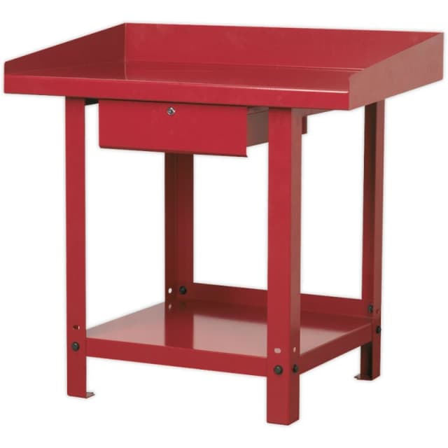 Loops 1m x 0.65m Steel Workbench & Lockable Draw - Bottom Shelf Storage - Work Station Metallics