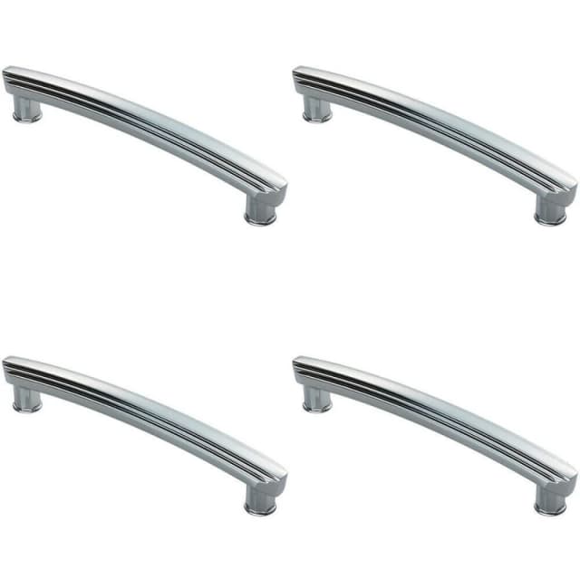 Loops 4x Ridge Design Curved Cabinet Pull Handle 160mm Fixing Centres Polished Chrome Multi unisex