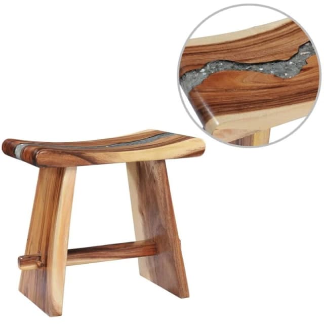 VIDAXL Stool Solid Suar Wood and Polyresin Vidaxl 8719883581484