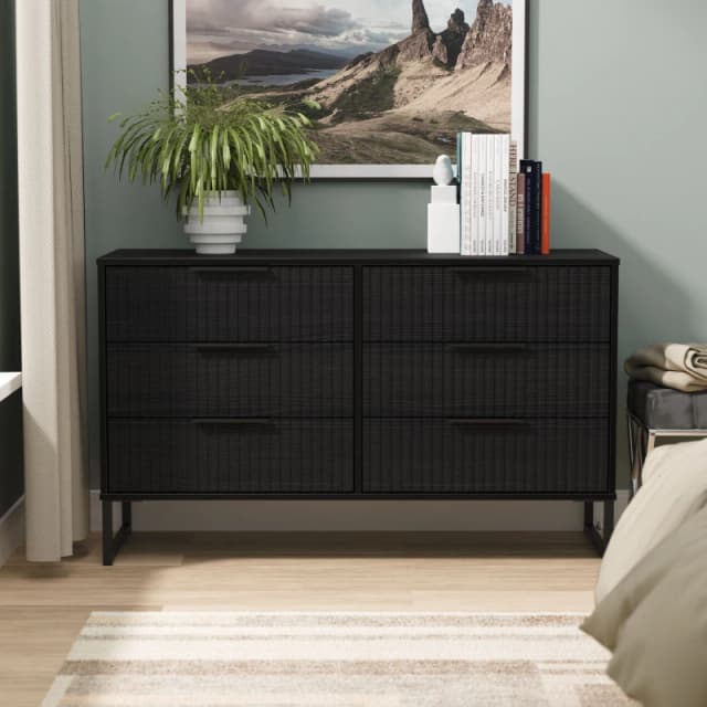 Ready Assembled 2 U Menai 6 Drawer Midi Chest (Ready Assembled) in Black Size: Large Black Unisex Large