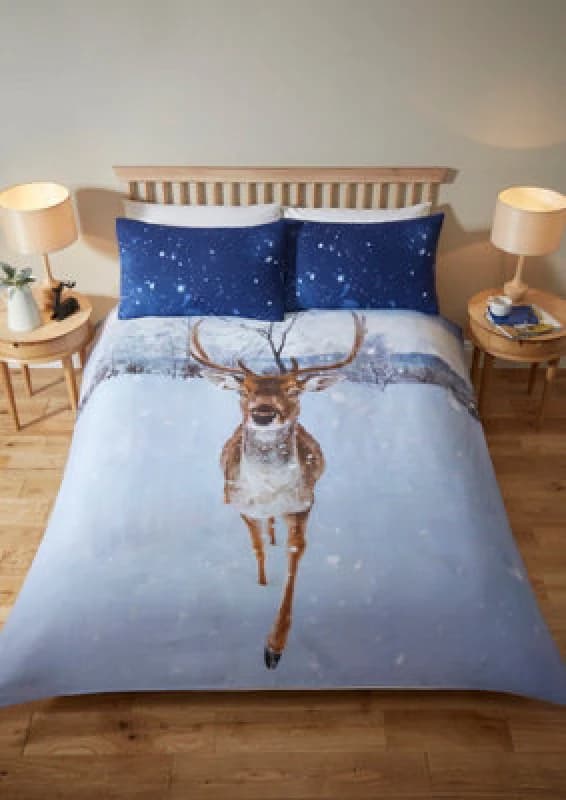 Rapport Home Montrose Stag Polycotton Duvet Set With Pillowcase Blue