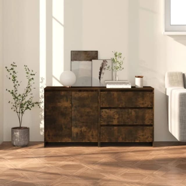 VIDAXL 2 Piece Sideboard Smoked Oak Engineered Wood Vidaxl 8720286903605