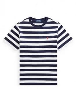 Ralph Lauren Boys Stripe T-Shirt - White Stripe, White Stripe, Size 10-12 Years=M