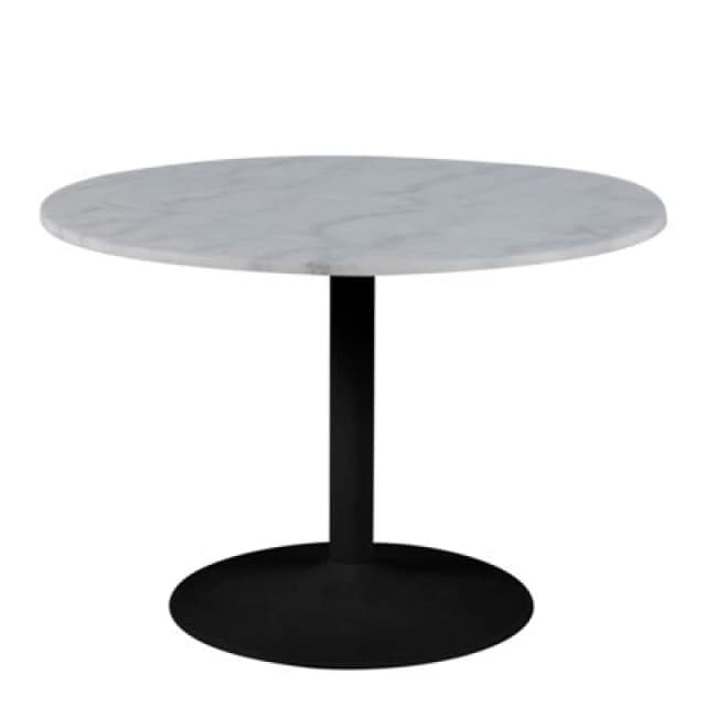 Furniture To Go Tarifa Round Dining Table With White Polished Marble Top And Black Base