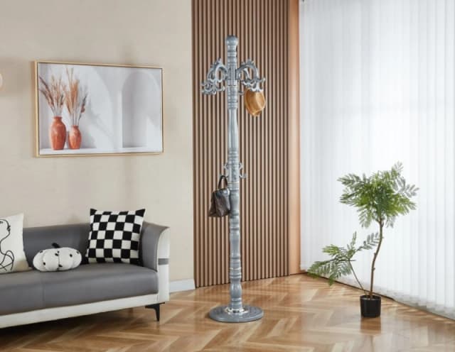 Modernique Modernique Lovella Thick Metal Tube Stand Tube Coat Rack with Heavy Sturday Marble Base in Grey Grey One Size Unisex 5061017321941