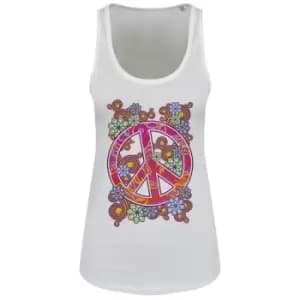 Grindstore Psychedelic Peace Ladies Floaty Tank (Extra Extra Large) (White)
