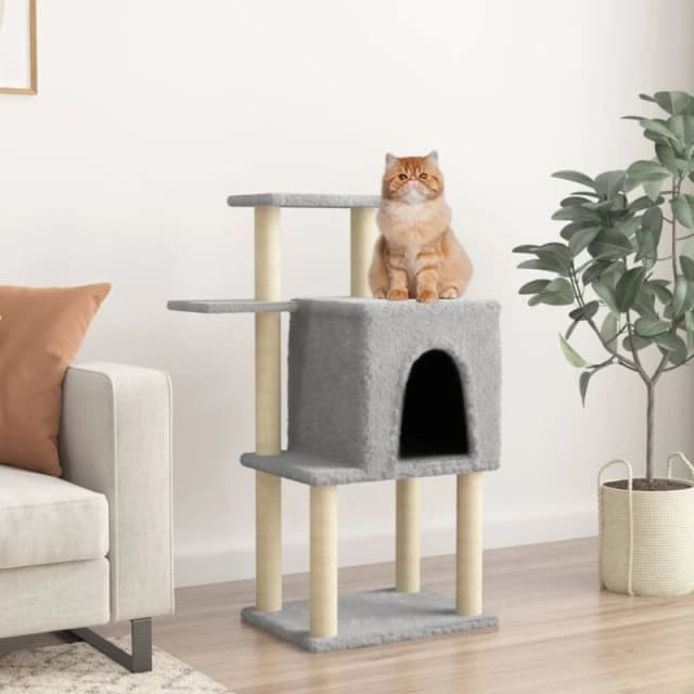 VIDAXL Cat Tree with Sisal Scratching Posts Light Grey 97cm Vidaxl 8720845417048