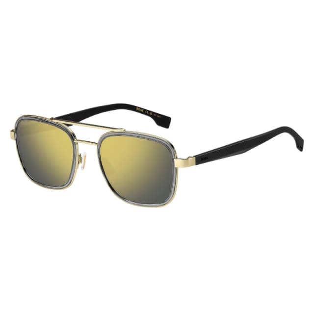 Boss Mens Double Bridge Round Sunglasses Gold Grey male 54 cm