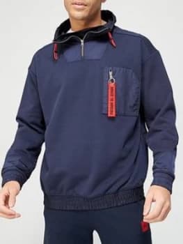 Hugo Boss Damboo Quarter Zip Jacket Navy Size L Men