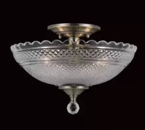 Dallas Antique Brass Bowl Semi Flush Ceiling Light