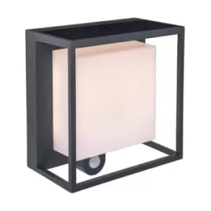 Lutec Curtis Solar LED Outdoor Wall Light with PIR Sensor - Dark Grey
