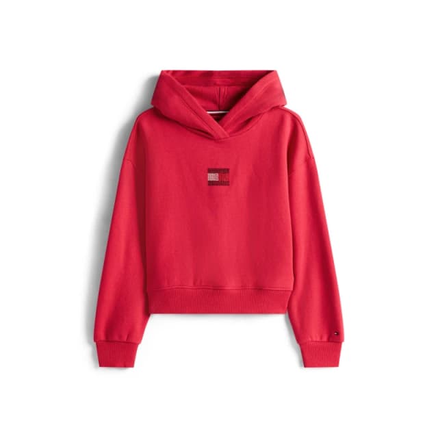 Tommy Hilfiger Kids Diamante Pull Over Hoodie Ruby XJP female 14Y