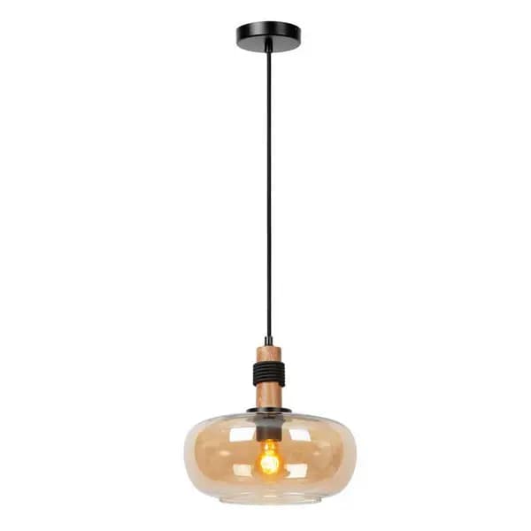 Lucide Lucide Ilona Large Glass Ceiling Pendant Light - Amber