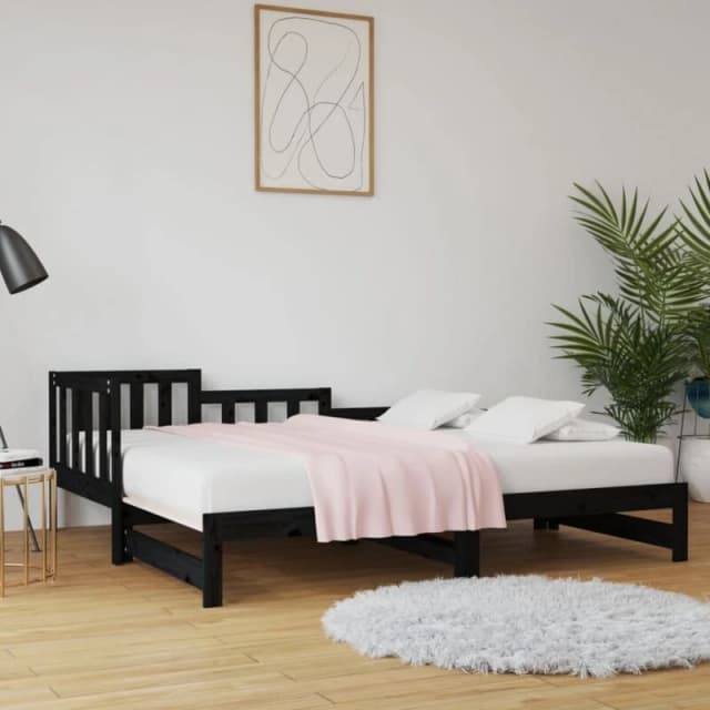 VIDAXL Pull-out Day Bed without Mattress Black 2x(90x190) cm Vidaxl 8720287136385