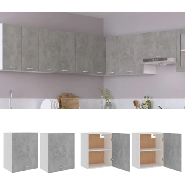 VIDAXL Hanging Cabinets 2 pcs Concrete Grey 50x31x60cm Engineered Wood Vidaxl 8720286168073