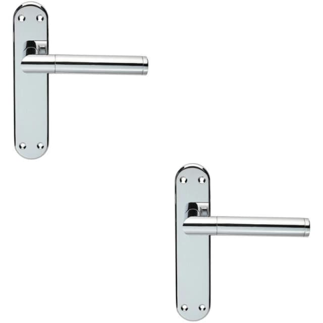 Loops 2x Round Bar Lever on Latch Backplate Door Handle 180 x 40mm Polished Chrome Multi