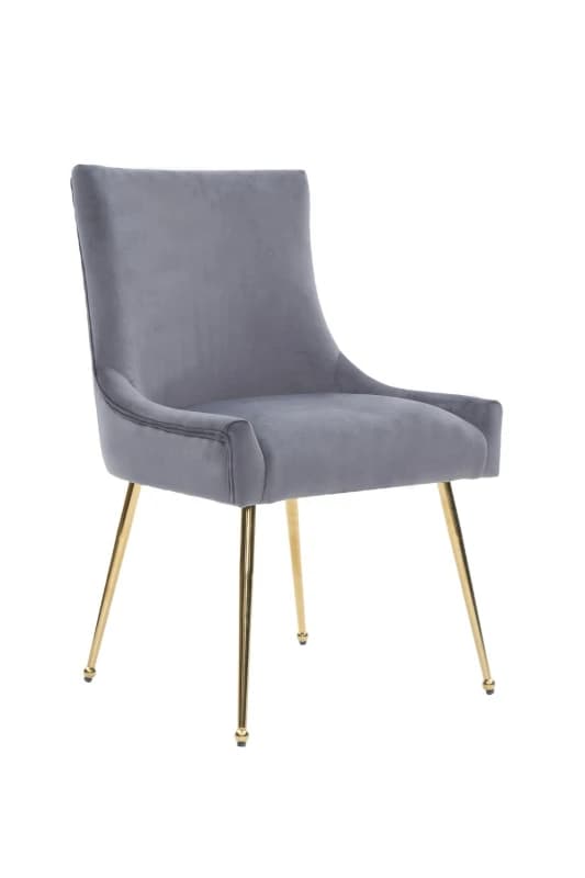 Life Interiors Life Interiors Single Viviana Velvet Dining Chair with Gold Legs and Ring Handle in Grey Grey One Size Unisex 5056660010328