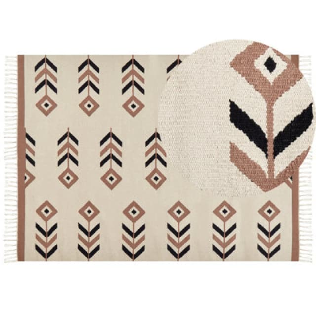 Beliani Rug Niavan Beige 200 X 300 Cm Cotton Kilim