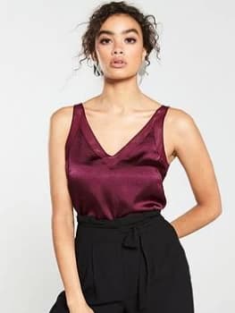Ted Baker Lilyane Mesh Trim Cami - Burgundy, Oxblood, Size 5=16, Women