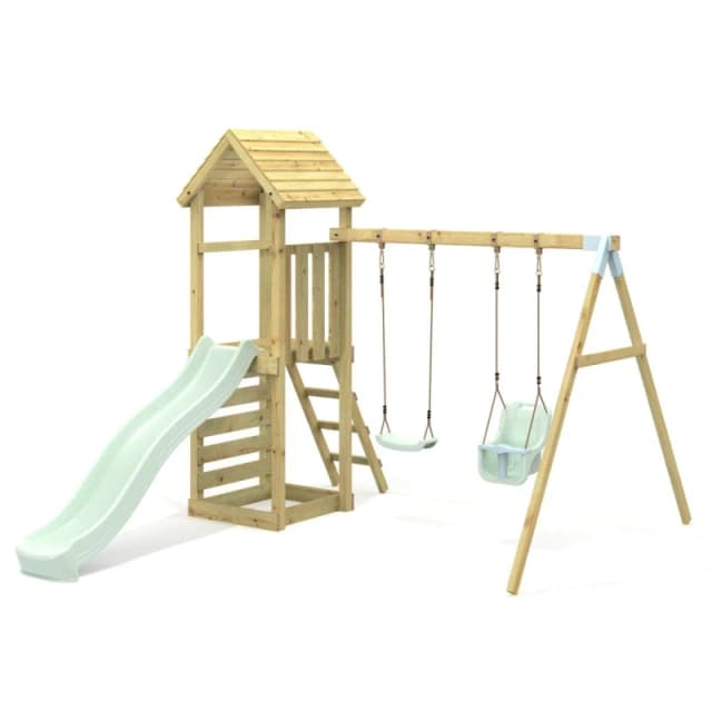 OutdoorToys Rebo Garden Climbing Frame with Swing & Slide for Kids - Rainier Mint Green Green Unisex