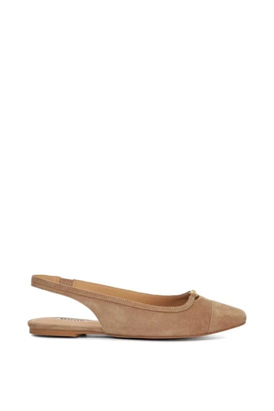 Dune London Womens 'Hanna' Suede Ballet Pumps in Brown Size: 8 Brown Female 8
