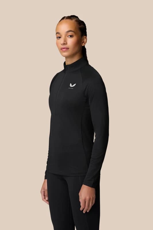 Castore Womens Adapt Performance ½ Zip Long Sleeve Top Black Size: Large Black Female L