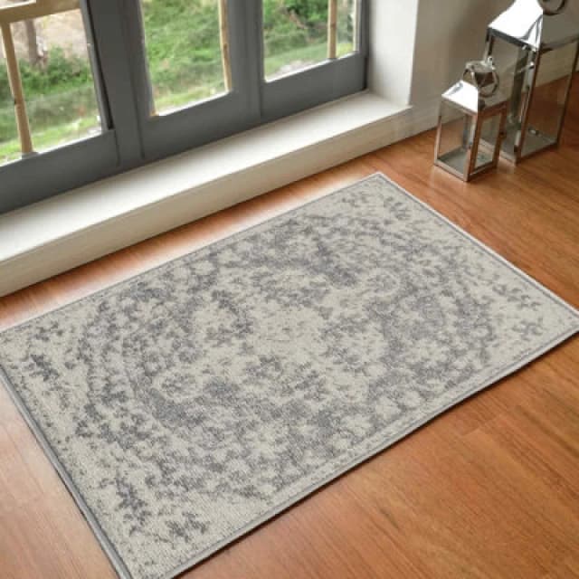 Livabliss Vintage Oriental Boho Charcoal Lou Area Rug 60 X 90 Cm - Easy Care, Non Shedding, Ideal For Living Room & Bedroom