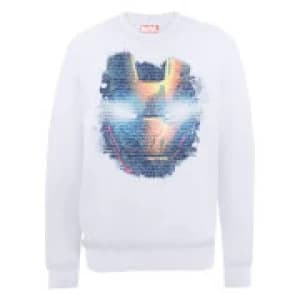 Marvel Avengers Assemble Iron Man Distressed Head Sweatshirt - White - L