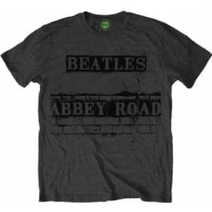 The Beatles Mens Abbey Road Sign Dark Grey TShirt Ret