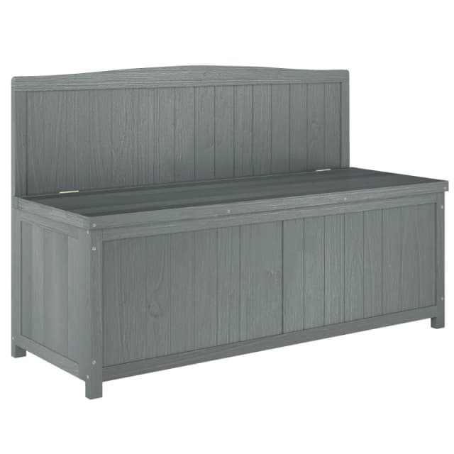 Outsunny Wood Storage Bench for Patio, Outdoor Garden Seating, Grey 84B-460V00GY