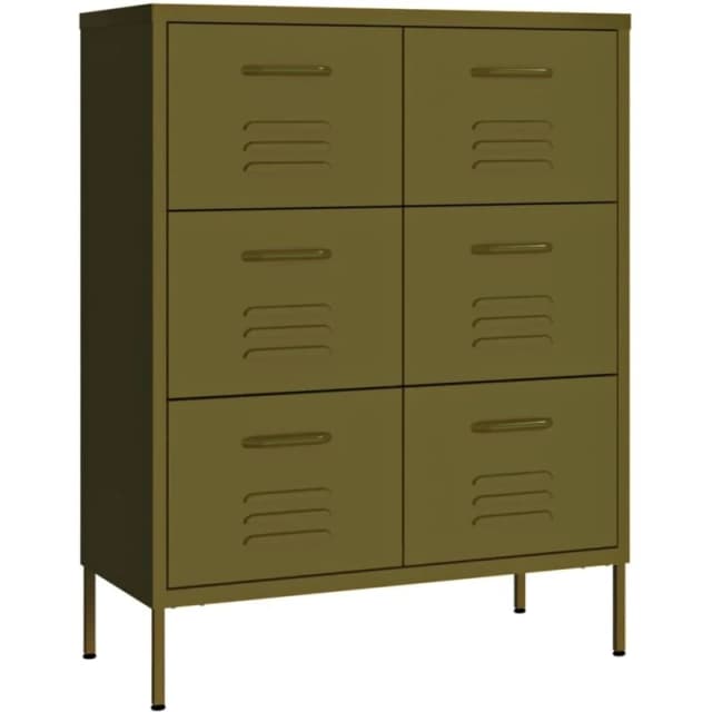 VIDAXL Drawer Cabinet Olive Green 80x35x101.5cm Steel vidaXL 8720286564561