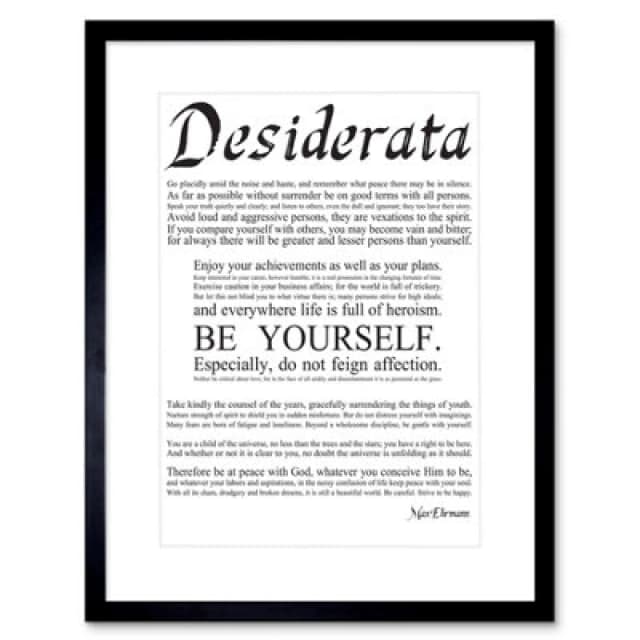 Artery8 Desiderata Ehrmann Go Placidly Amid Yourself Quote Framed Wall Art Print