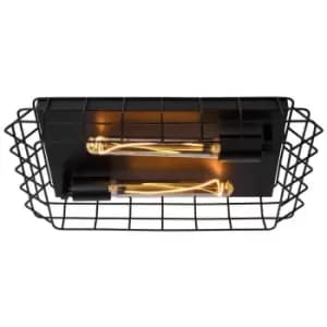 Lucide LATTICE - Flush Ceiling Light - 2xE27 - Black