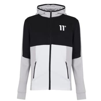 11 Degrees Cut and Sew Zip Hoodie - Black/Grey/Wht