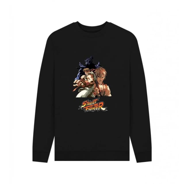 Street Fighter Mens Group Pose Sweatshirt in Black Size: Small Black Male S