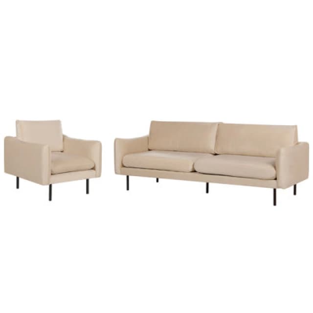 Beliani Living Room Set 4 Seater Vinterbro Velvet Beige