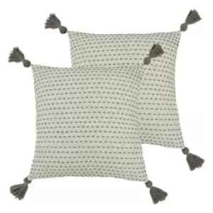 Furn. Ezra Twin Pack Polyester Filled Cushions Grey