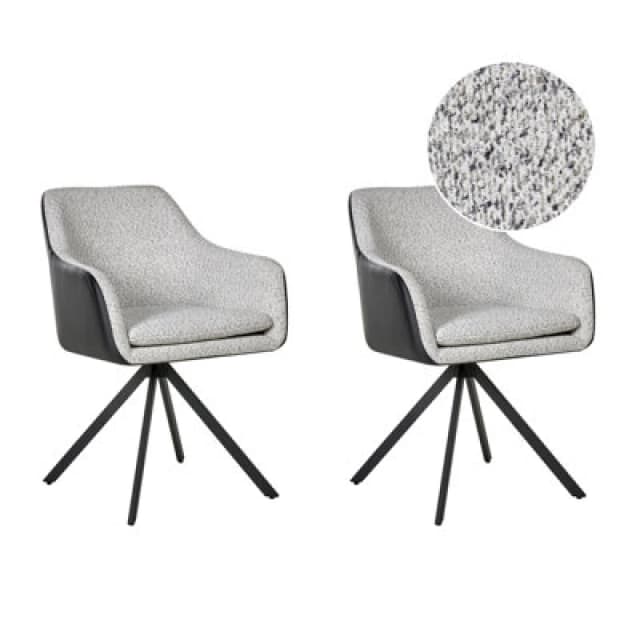 Beliani Set Of 2 Dining Chairs Lithia Fabric Black/ White