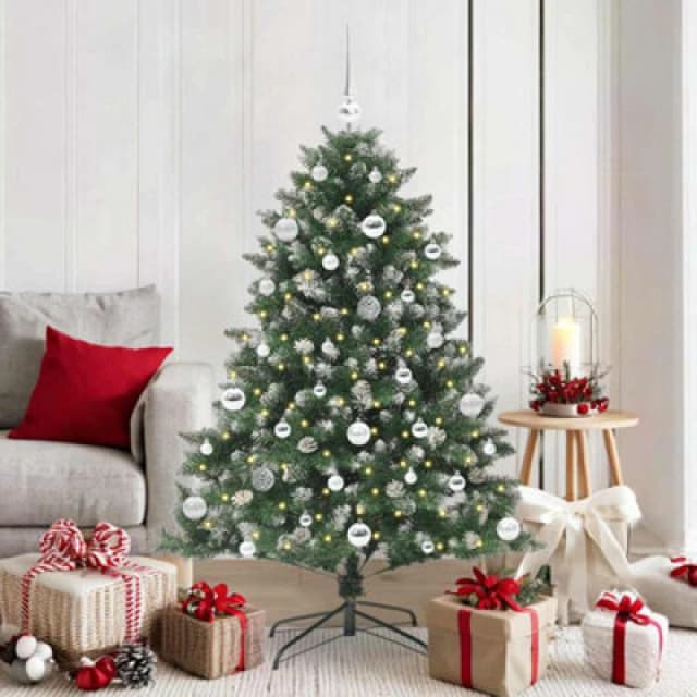 vidaXL Artificial Christmas Tree with Stand, Silver Balls Green 105 x 105 x 150 cm, Green 3395226