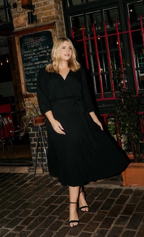 Little Mistress Womens Black Mock Wrap Midaxi Dress Size: 10 Black Female 10