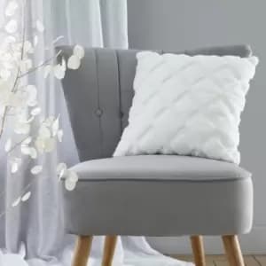 Catherine Lansfield Cosy Diamond Cushion White