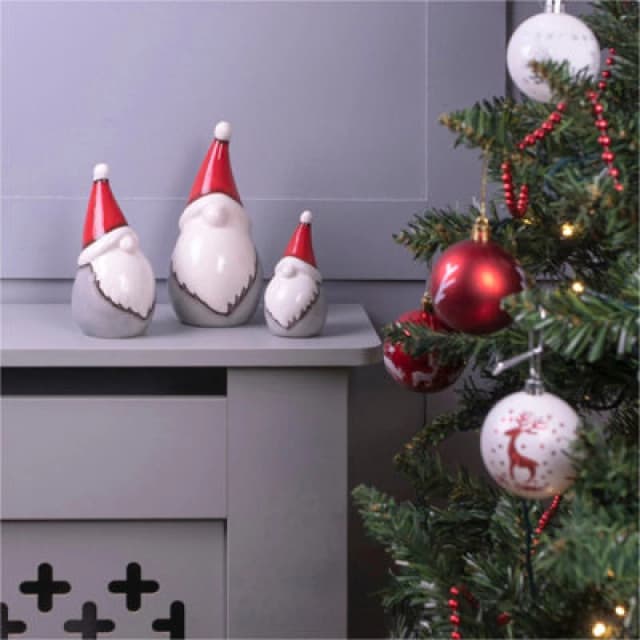 Netagon Netagon Festive Ceramic Christmas Gonk Family Ornaments - Set of 3 Grey