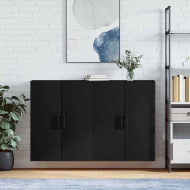 VIDAXL Wall Mounted Cabinets 2 pcs Black 69.5x34x90cm Vidaxl 8720845408930