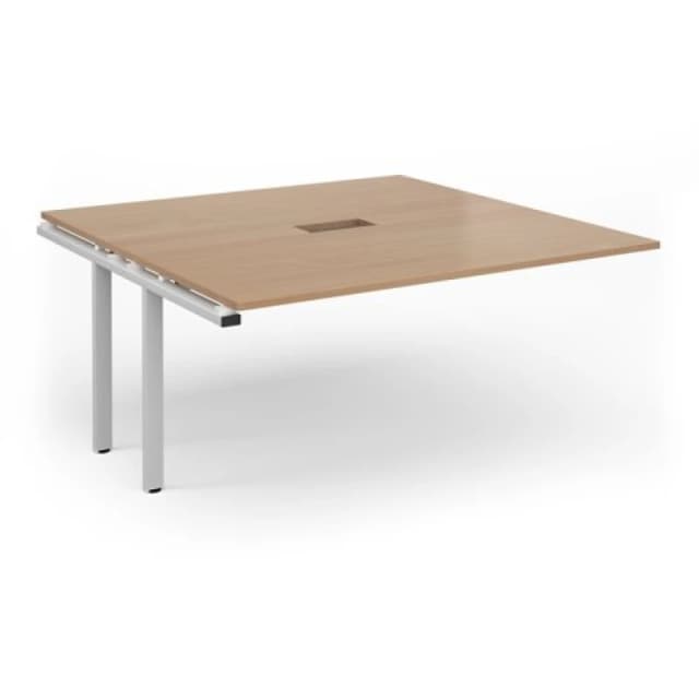 Adapt Adapt boardroom table add on unit 1600mm x 1600mm with central cutout 272mm x 132mm - white frame, beech top Beech EBT1616-AB-CO-WH-B