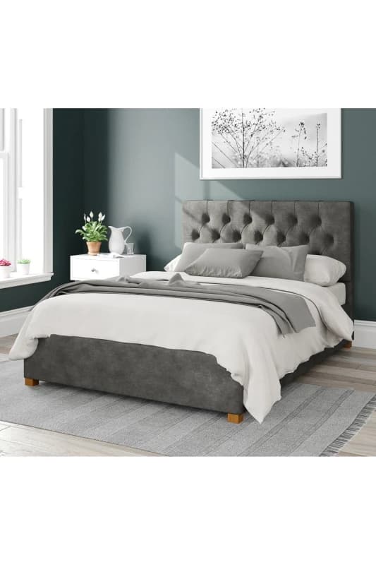 Aspire Aspire Olivier Upholstered Ottoman Storage Bed, Kimiyo Linen Fabric in Grey Size: Single Grey Single Unisex 5057632168542