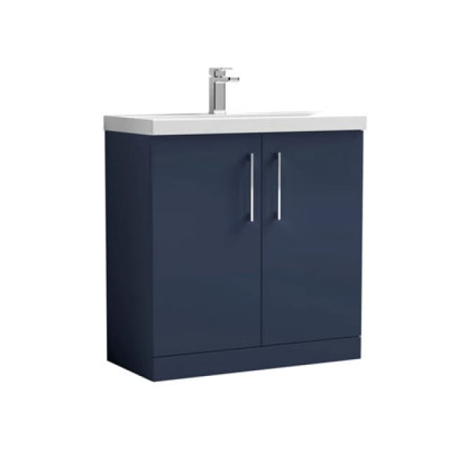 NUIE Arno Floor Standing 2-Door Vanity Unit with Basin-3 800mm Wide -Midnight Blue - Nuie ARN2905D