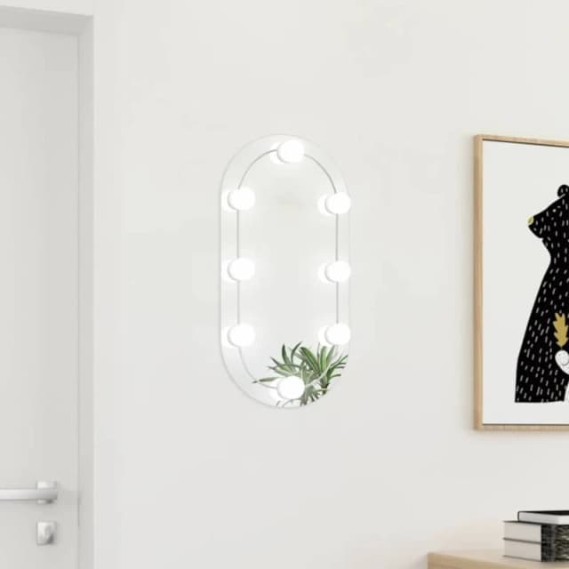 VIDAXL Mirror with LED Lights 60x30cm Glass Oval Vidaxl 3102974