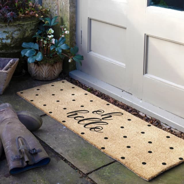 Artsy Mats Oh Hello Spotty Patio Doormat Beige unisex
