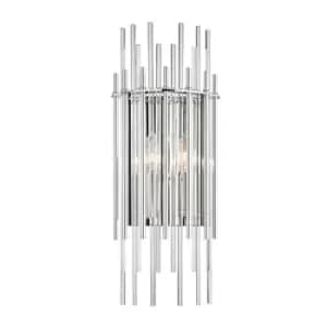 Wallis 2 Light Wall Sconce Polished Nickel, Glass
